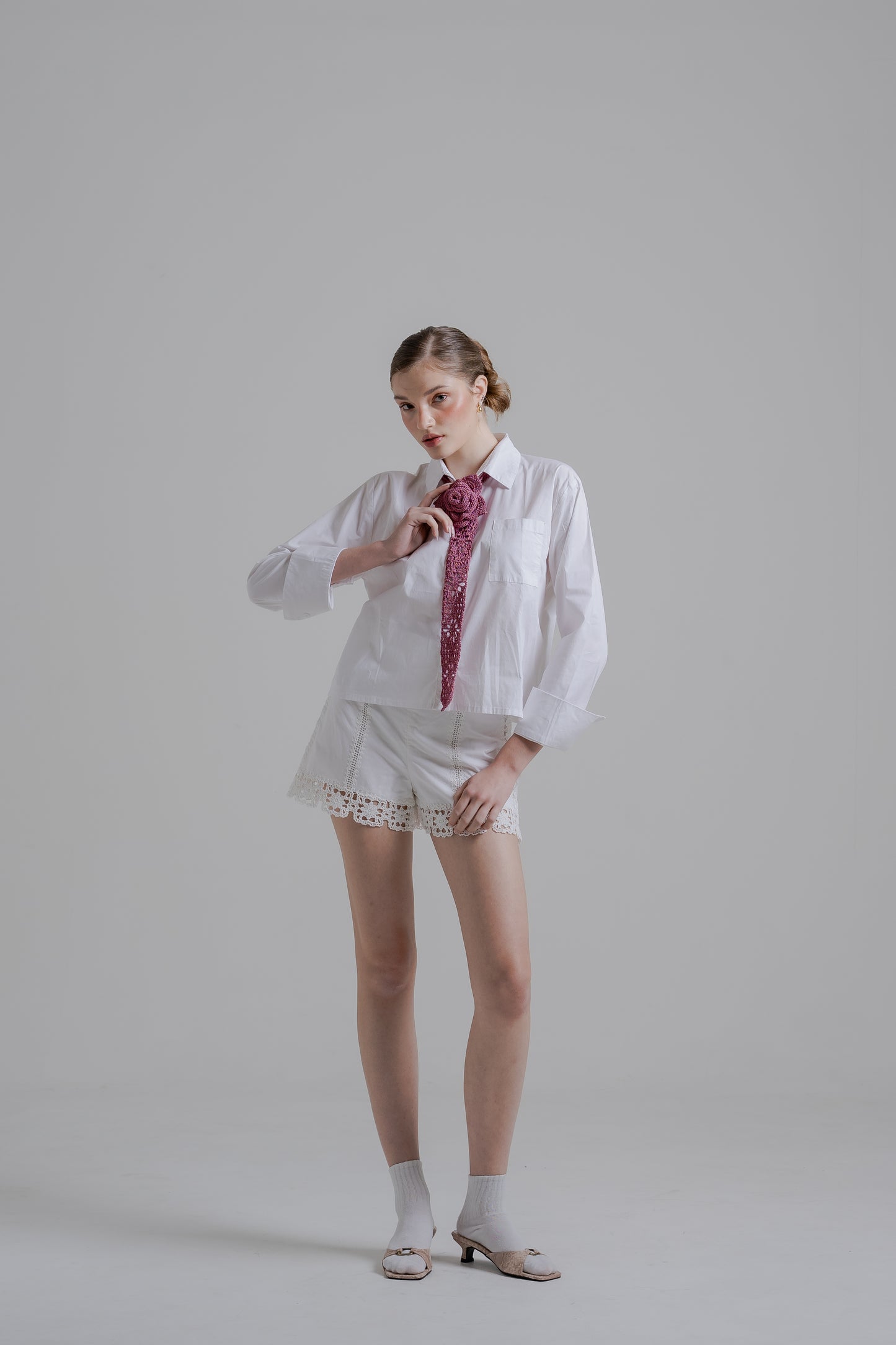 Granny Rosette Tie in Pink