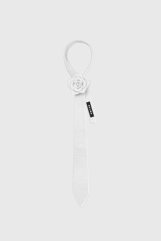 Rosette Tie in White