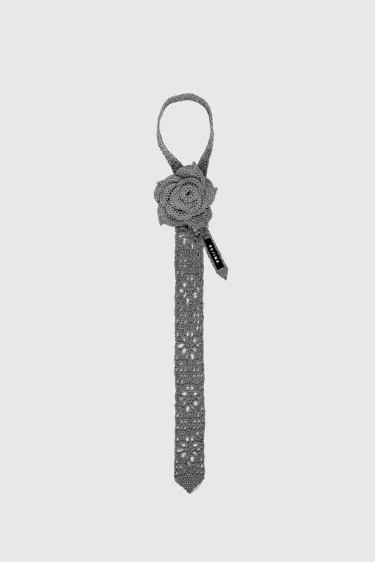 Granny Rosette Tie in Grey